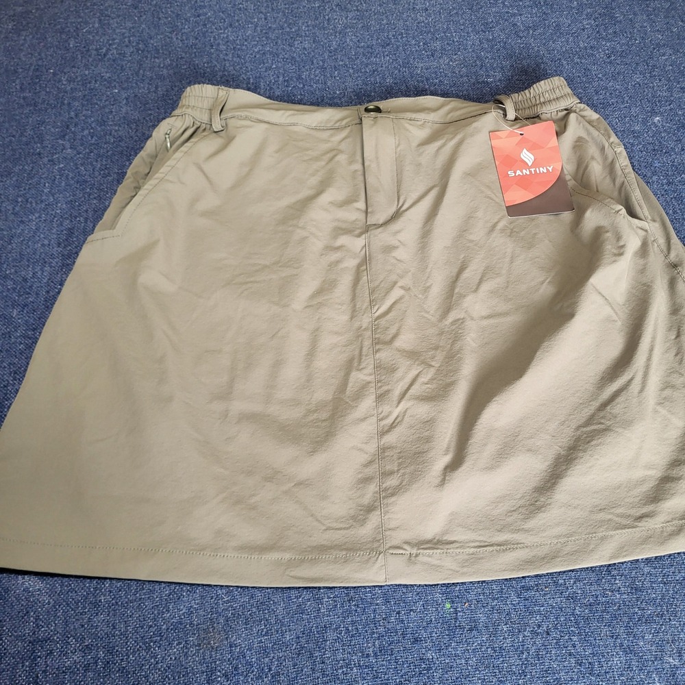 SANTINY Womens Khaki Athletic Skort XL NWT Hiking Golf Tennis Outdoor Skirt